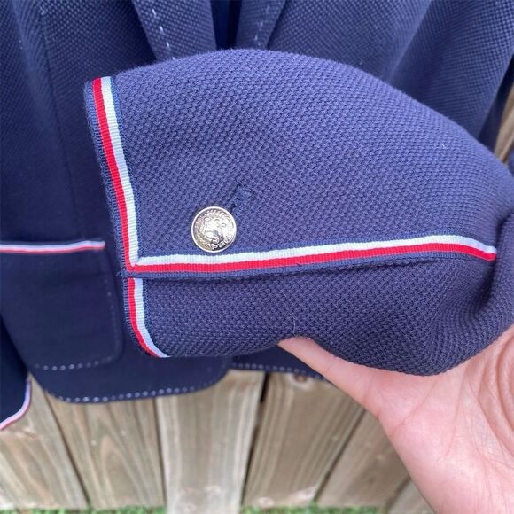 Tommy Hilfiger Women's Blue Knit Blazer Size 6 Two-Button Notch Lapel Heritage - Picture 3 of 6